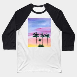 Colorful Sunset with Palm Trees Baseball T-Shirt